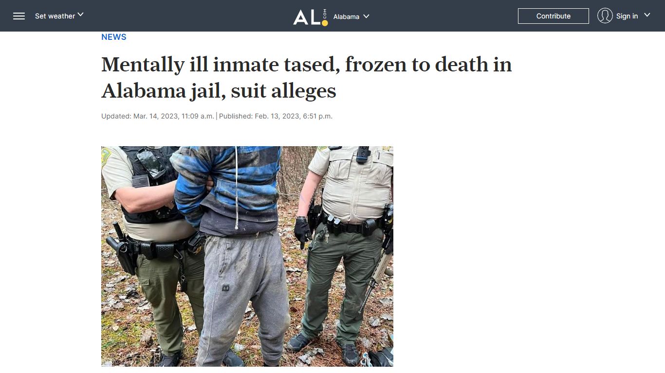 Mentally ill inmate tased, frozen to death in Alabama jail, suit ...